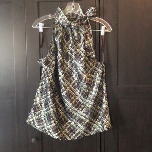 Halter-neck patterned blouse